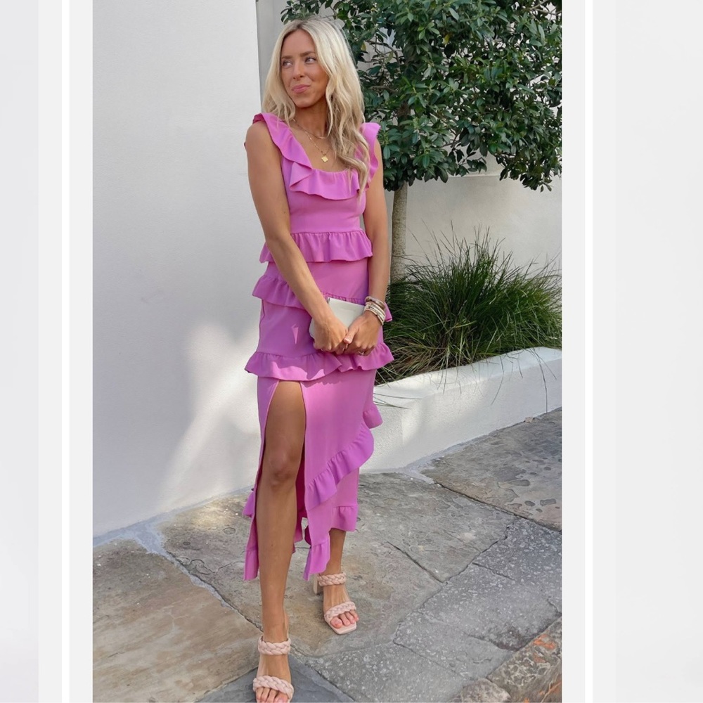 Show Me Your Mumu Greta Ruffle Tier Midi Dress